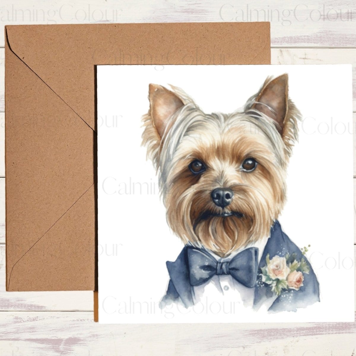 Yorkshire Terrier in Suit | Wedding Card | Calming Colour