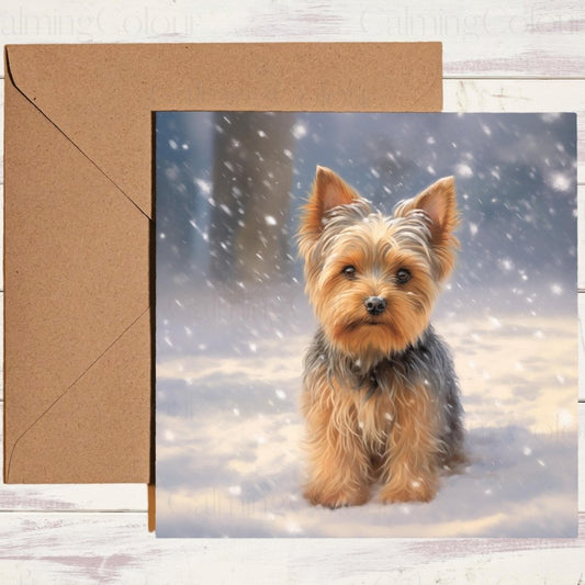 Yorkshire Terrier in the Winter Snow | Christmas Card | Christmas Card