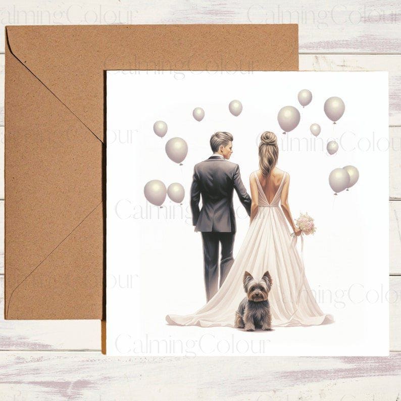 Yorkshire Terrier | Wedding Couple | Wedding Card | Calming Colour